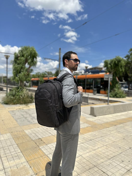 Matein Αδιάβροχη Τσάντα Πλάτης για Laptop με Θύρα USB σε Μαύρο χρώμα 1007-33lt-Black