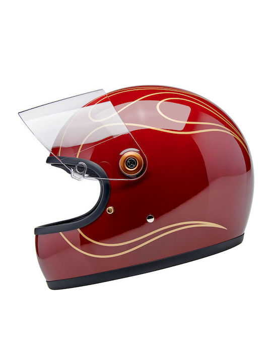 Biltwell Gringo S Garnet Red Flames Мотоциклетна каска Full Face DOT / ECE 22.06