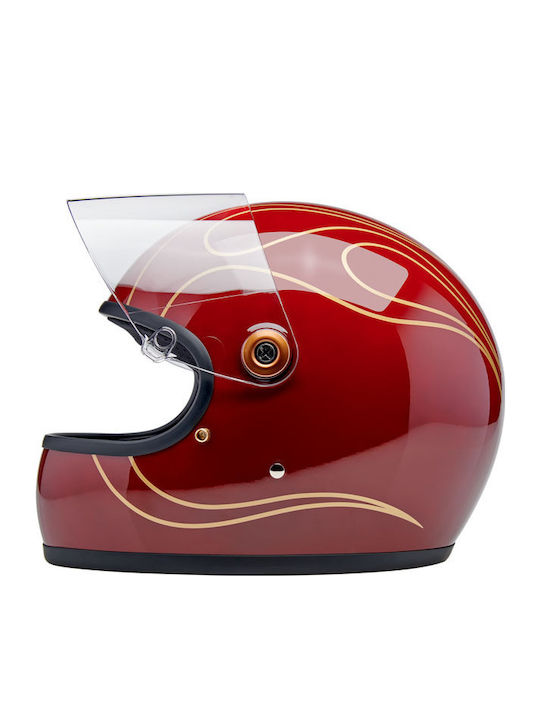 Biltwell Gringo S Garnet Red Flames Мотоциклетна каска Full Face DOT / ECE 22.06