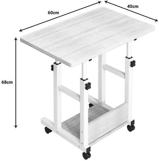 Computer Office Stolu Wooden Natural-White with Metal Legs 60x40x68cm