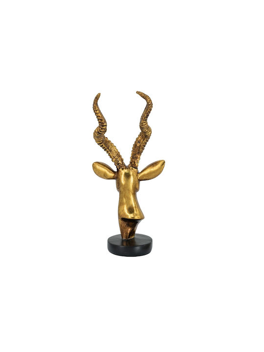 Artekko Animal Gold Tabletop Polyresin Reindeer Head 14x13x30 Cm