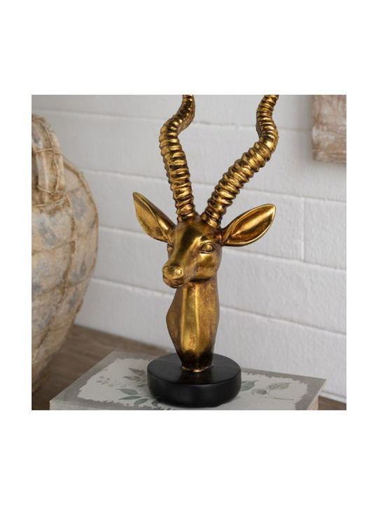 Artekko Animal Gold Tabletop Polyresin Reindeer Head 14x13x30 Cm