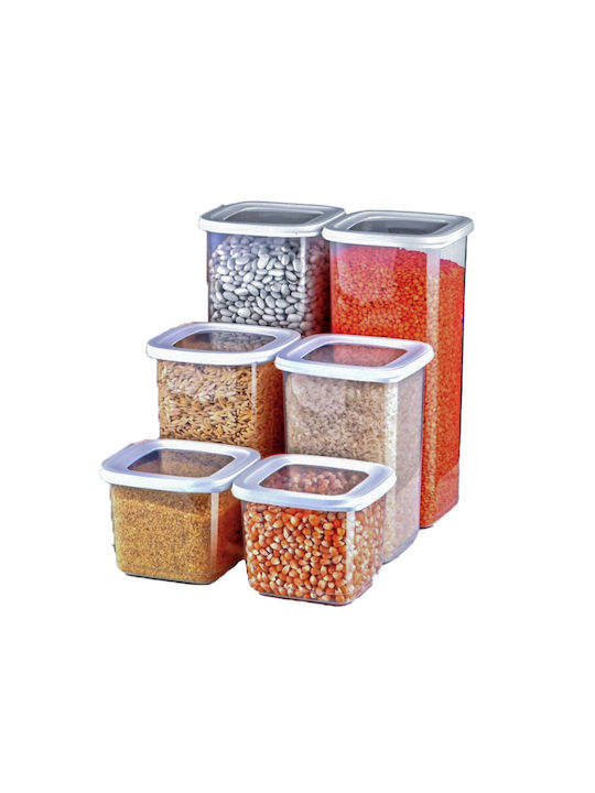 Set 6 Bucăți Casete pentru Paste Zahăr Cereale cu Capac Plastic Transparent 1750ml 6 Bucăți