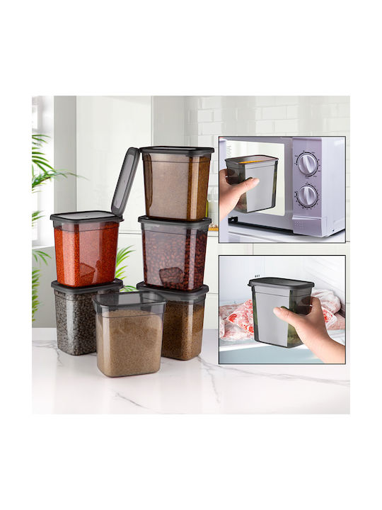 Set 6 Bucăți Vaze Pentru Paste Zahăr Cereale Cu Capac Plastic Transparent 2000ml 6 Bucăți