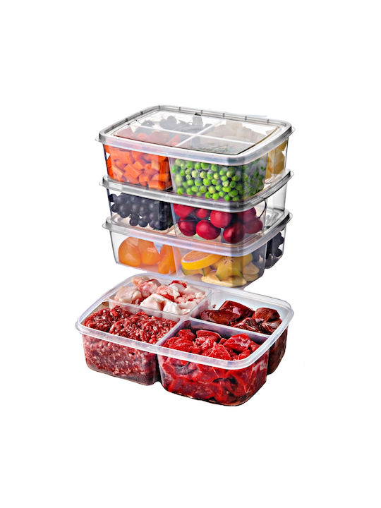 Set Plastic Transparent Lunch Boxes 21x15cm 4 Pieces