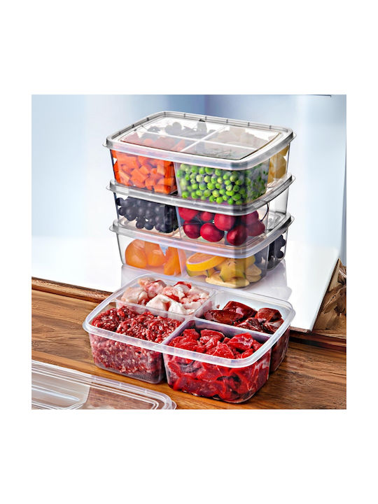 Set Plastic Transparent Lunch Boxes 21x15cm 4 Pieces