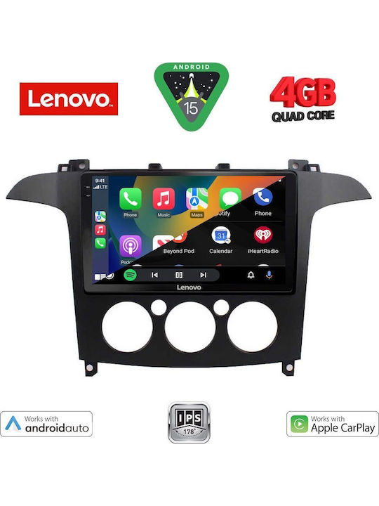 Lenovo Car Audio System for Ford S-Max 2006-2014 with A/C (Bluetooth/USB/WiFi/GPS/Apple-Carplay/Android-Auto) with Touch Screen 9"