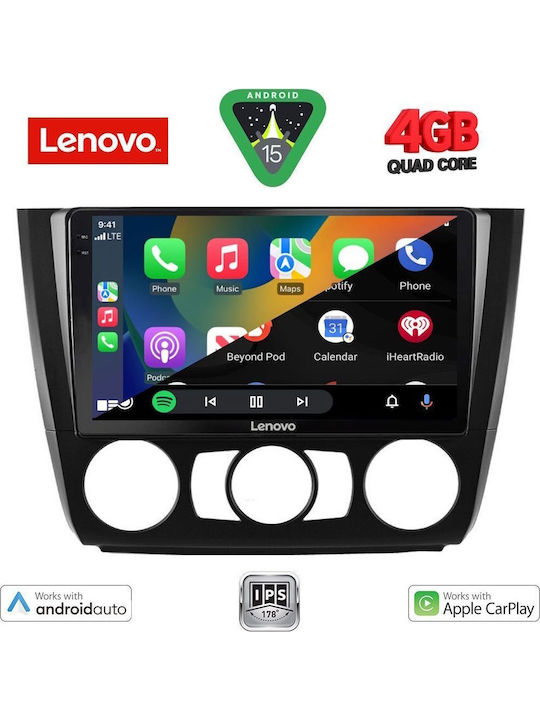 Lenovo Car Audio System for BMW Series 1 2004-2013 with A/C (Bluetooth/USB/WiFi/GPS/Apple-Carplay/Android-Auto) with Touch Screen 9"