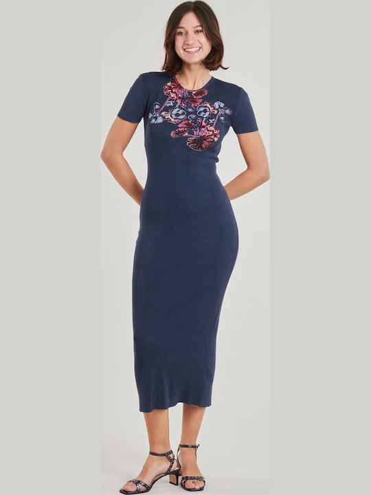 Lacroix Καλοκαιρινό Midi Φόρεμα Πλεκτό Navy Μπλε