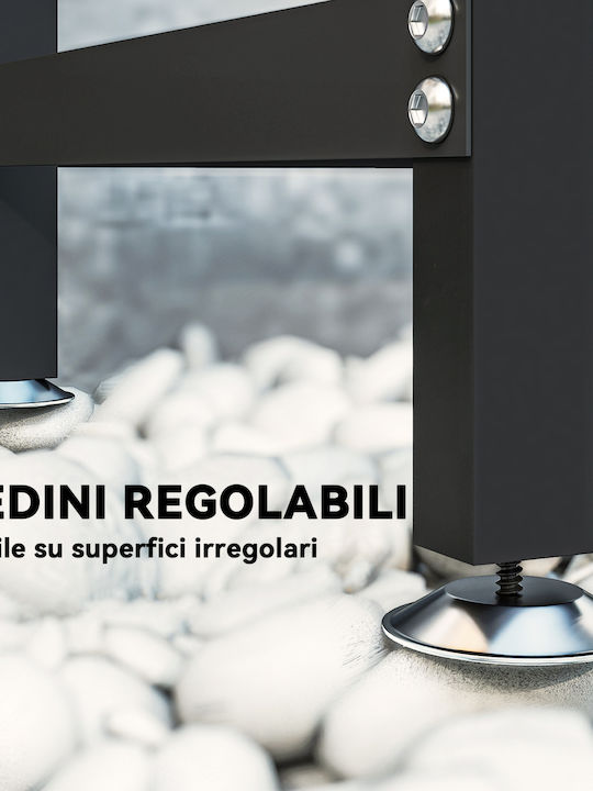 Outsunny Μεταλλικό Ράφι Αποθήκευσης Ξύλων 235x31x116cm Μαύρο