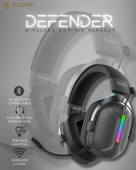 Sades Defender Ασύρματο Over Ear Gaming Headset με σύνδεση 3.5mm for Nintendo Switch / PC / PS4 / PS5 / XBOX