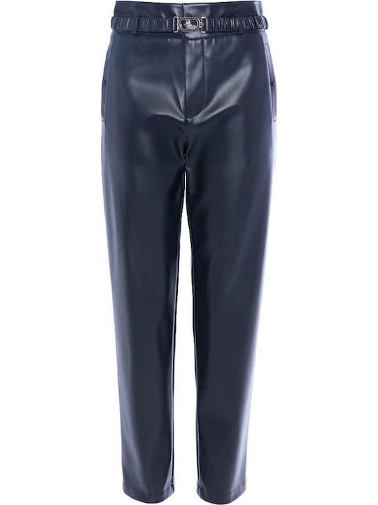 Women's High-waisted Fabric Trousers Regular Fit Black