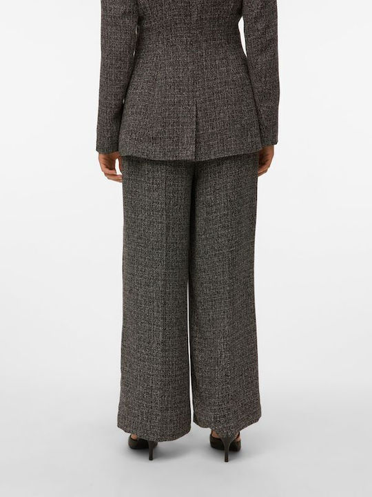 Damen Stoff Hose in Weitem Schnitt Black Salt And Pepper