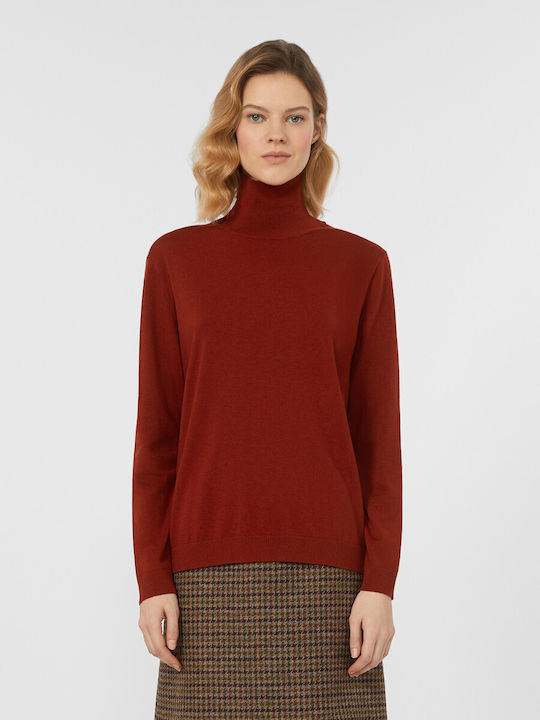 Women's Sweater Woolen Turtleneck Red Berry