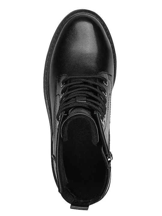 Leder Stiefeletten Damen Schwarz