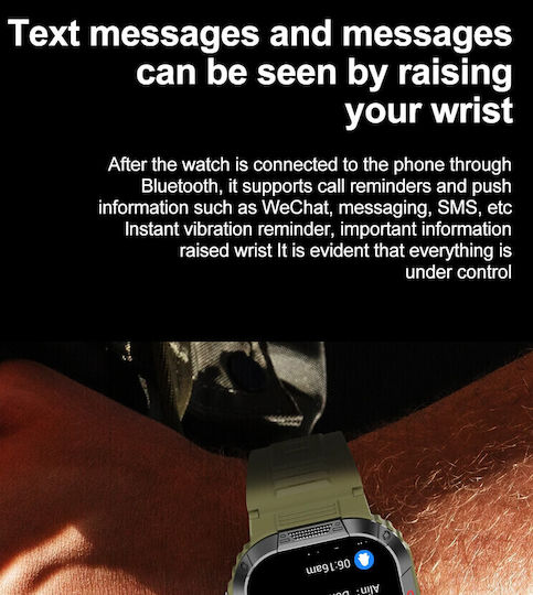 Microwear TK25 Smartwatch με Παλμογράφο (Green Camo)