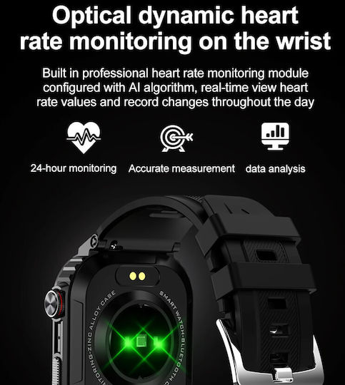 Microwear TK25 Smartwatch με Παλμογράφο (Green Camo)