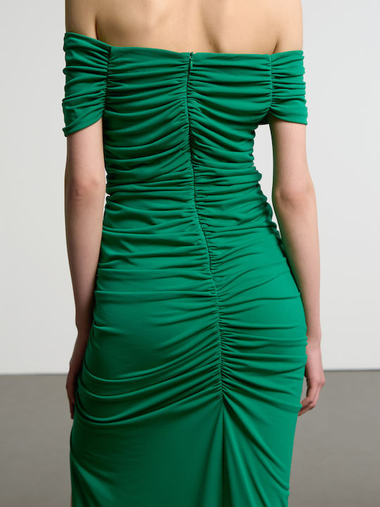 Maxi Abendkleid Drapiert Green