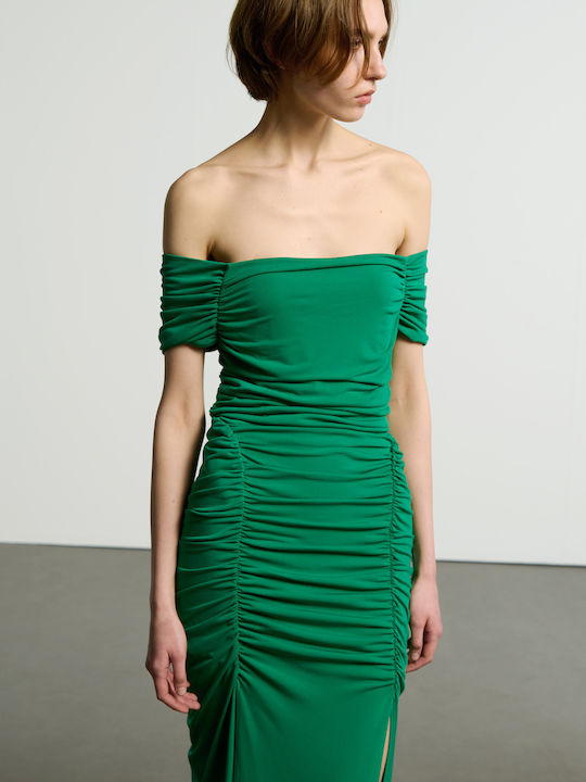 Maxi Abendkleid Drapiert Green