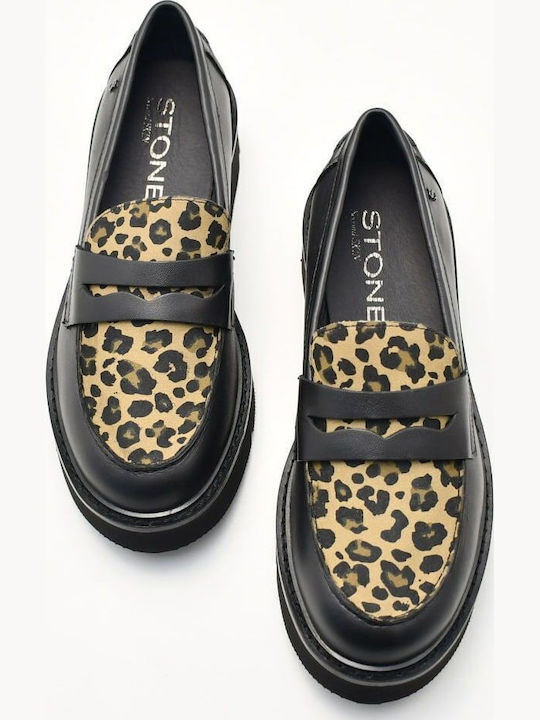 Leather Women's Loafers in Black Color