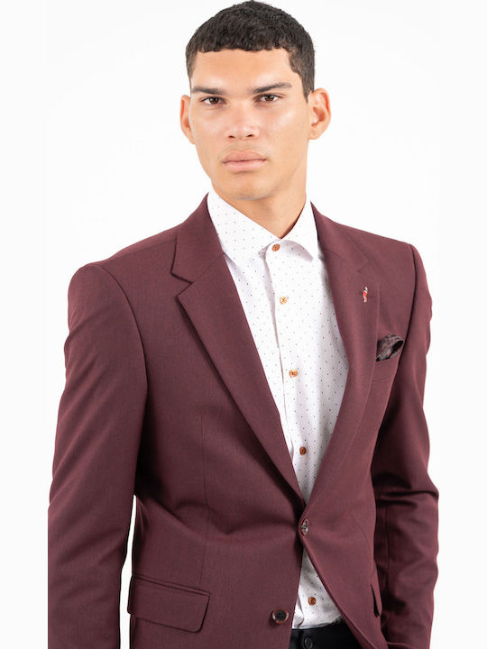 Men's Winter Suit Jacket Slim Fit Bordeaux
