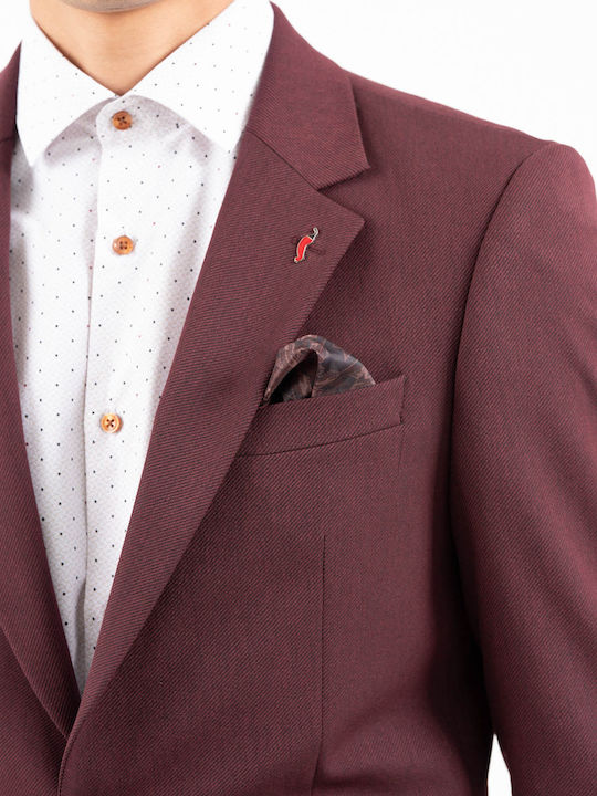 Men's Winter Suit Jacket Slim Fit Bordeaux