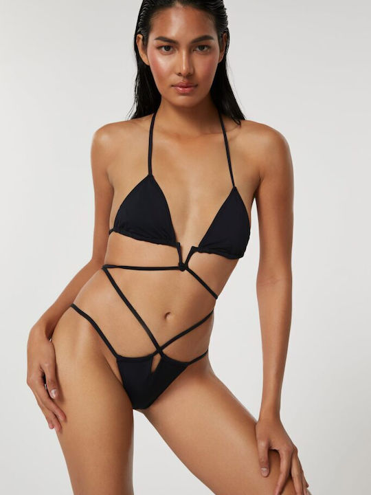 Bikini Set Triangle Top & Slip Bottom Black