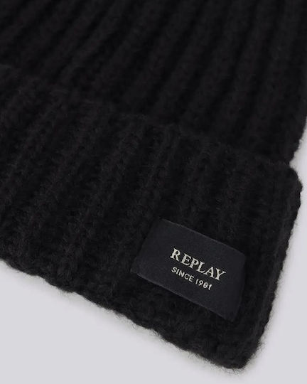 Frauen Set mit Beanie Gestrickt in Schwarz Farbe