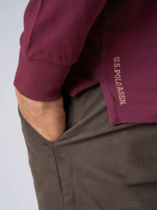 Bluza Polo Mânecă Lungă Burgundy