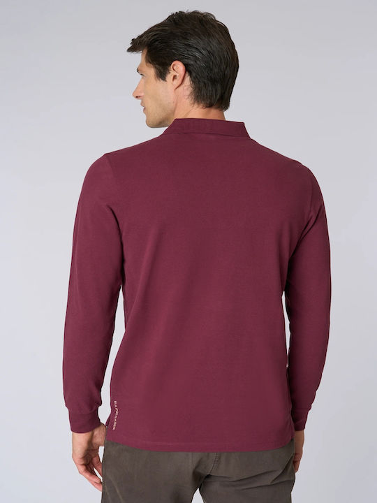 Bluza Polo Mânecă Lungă Burgundy