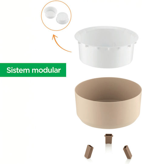 Set 3 Ghivece de Flori Plastice Gri