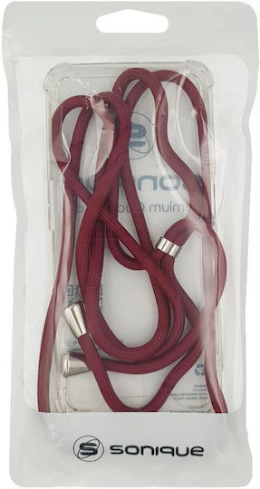 Silicone Case With Cord Sonique Armor Clear Oppo A78 5g Burgundy