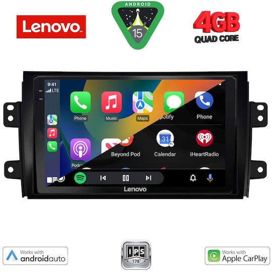 Lenovo Car Audio System for Fiat Sedici Suzuki SX4 2005-2013 (Bluetooth/USB/AUX/WiFi/GPS/Apple-Carplay/Android-Auto) with Touch Screen 9"
