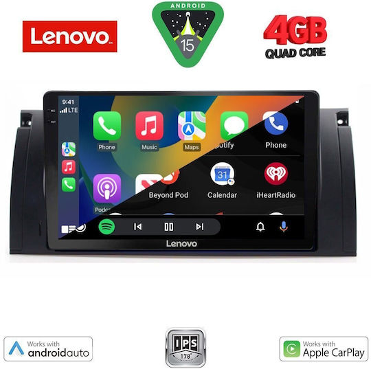 Lenovo Ηχοσύστημα Αυτοκινήτου για BMW Σειρά 5 (E39) / X5 (E53) 1997-2005 (Bluetooth/USB/AUX/WiFi/GPS/Apple-Carplay/Android-Auto) με Οθόνη Αφής 9"
