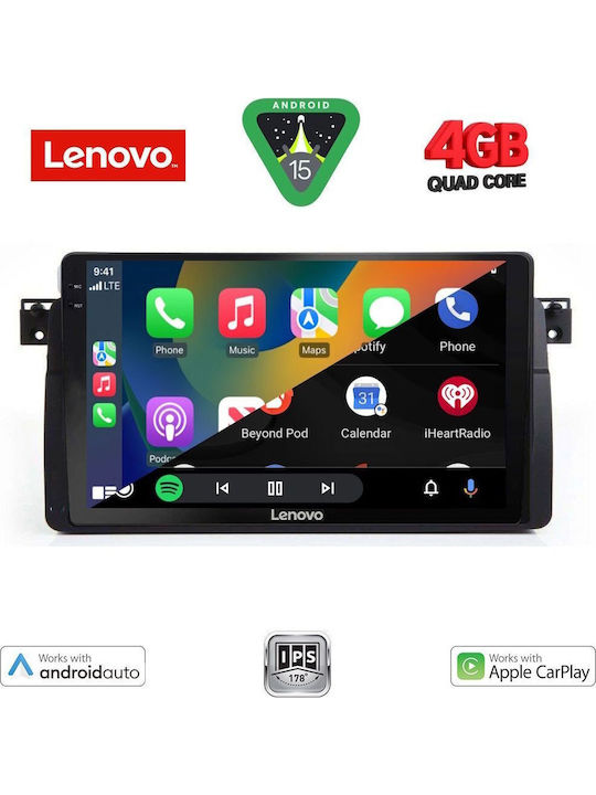 Lenovo Car Audio System for BMW E46 1998-2005 (Bluetooth/USB/AUX/WiFi/GPS/Apple-Carplay/Android-Auto) with Touch Screen 9"