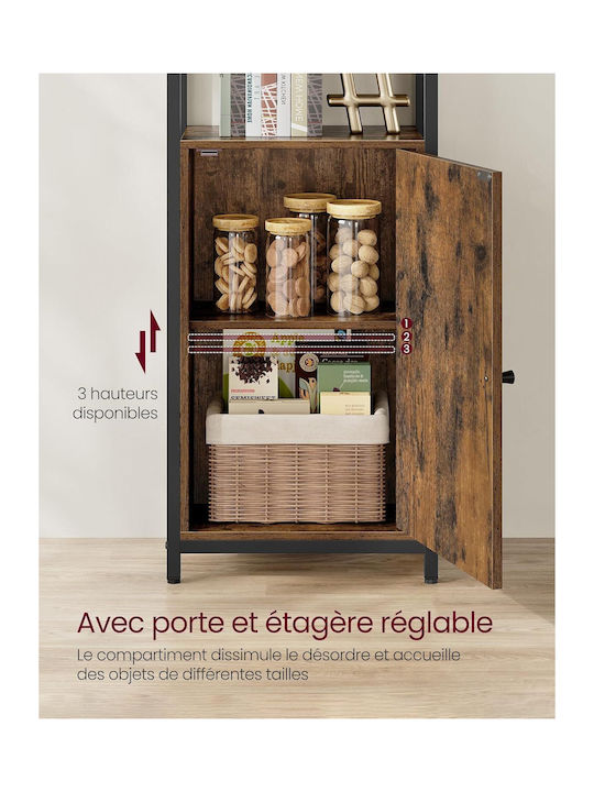 Rustic Brown & Ink Black Bookcase 40x24x159.5cm