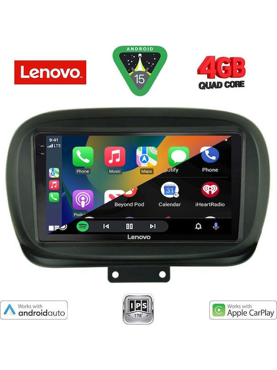 Lenovo Car Audio System for Fiat 500X 2014 (Bluetooth/USB/AUX/WiFi/GPS/Apple-Carplay/Android-Auto) with Touch Screen 9"