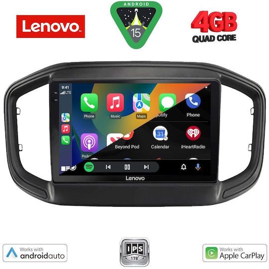 Lenovo Car Audio System for Fiat Strada 2020 (Bluetooth/USB/AUX/WiFi/GPS/Apple-Carplay/Android-Auto) with Touch Screen 9"