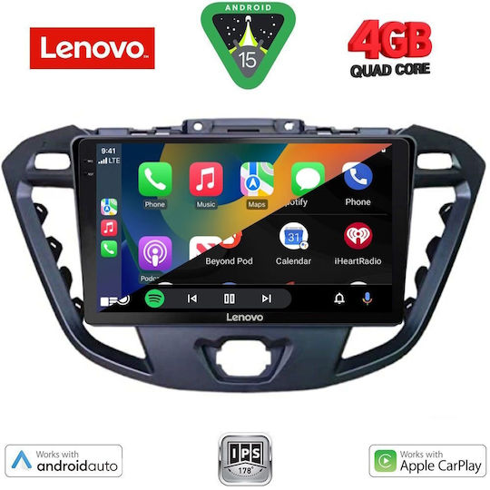 Lenovo Ηχοσύστημα Αυτοκινήτου για Ford Transit Custom / Tourneo Custom 2013-2019 (Bluetooth/USB/AUX/WiFi/GPS/Apple-Carplay/Android-Auto) με Οθόνη Αφής 9"