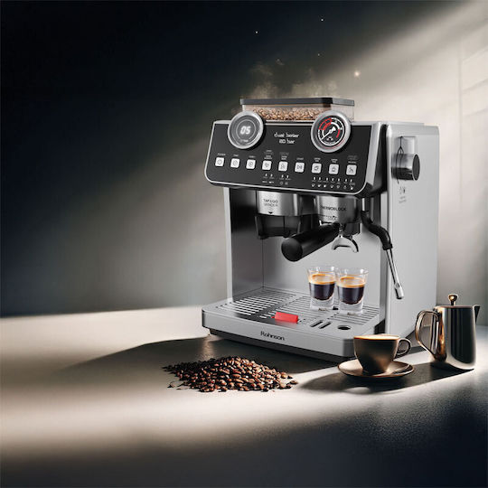 Rohnson Automatic Espresso Machine 2800W Pressure 20bar with Grinder Silver R-98200