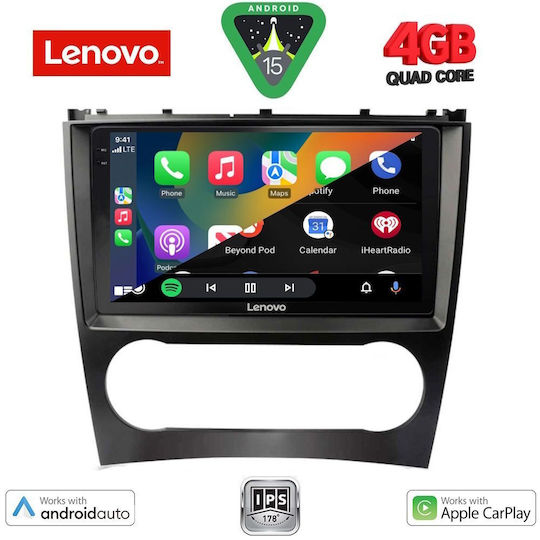Lenovo Ηχοσύστημα Αυτοκινήτου για Mercedes-Benz CLK Class 2004-2008 (Bluetooth/USB/AUX/WiFi/GPS/Apple-Carplay/Android-Auto) με Οθόνη Αφής 9"
