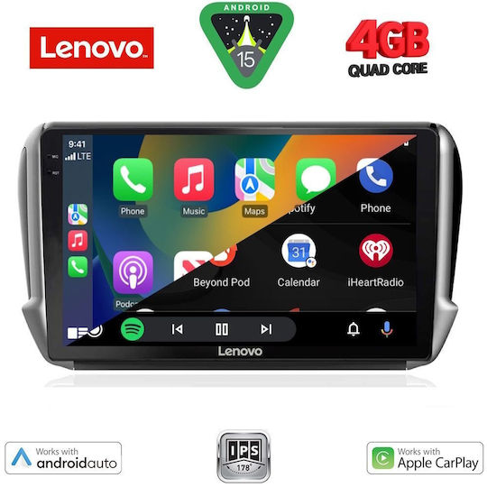 Lenovo Ηχοσύστημα Αυτοκινήτου για Peugeot 2008 2012-2021 (Bluetooth/USB/AUX/WiFi/GPS/Apple-Carplay/Android-Auto) με Οθόνη Αφής 10"