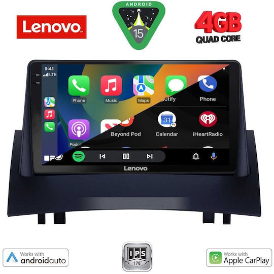 Lenovo Car Audio System for Renault Megane 2002-2008 (Bluetooth/USB/AUX/WiFi/GPS/Apple-Carplay/Android-Auto) with Touch Screen 9"