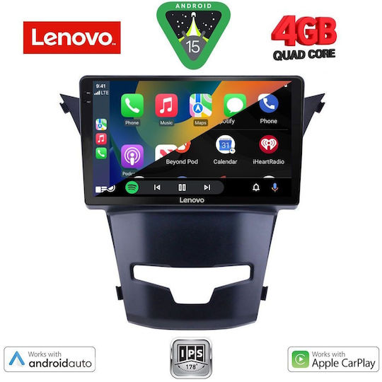 Lenovo Ηχοσύστημα Αυτοκινήτου για Daewoo Korando Ssangyong Korando 2014 (Bluetooth/USB/AUX/WiFi/GPS/Apple-Carplay/Android-Auto) με Οθόνη Αφής 9"