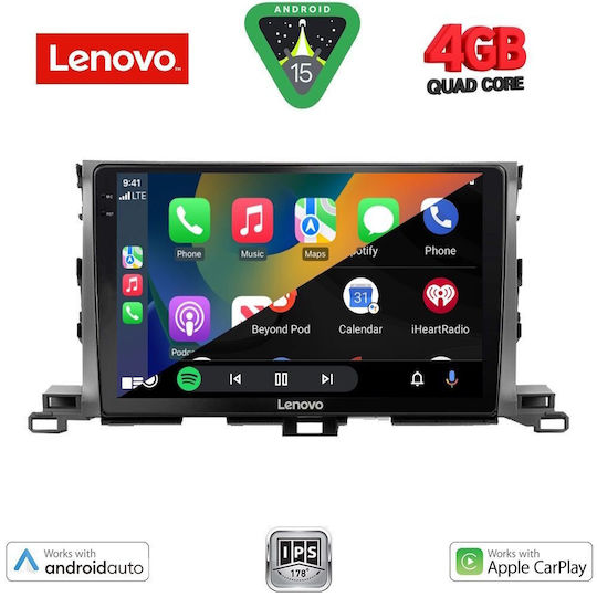 Lenovo Ηχοσύστημα Αυτοκινήτου για Toyota Highlander 2014-2019 (Bluetooth/USB/AUX/WiFi/GPS/Apple-Carplay/Android-Auto) με Οθόνη Αφής 10"