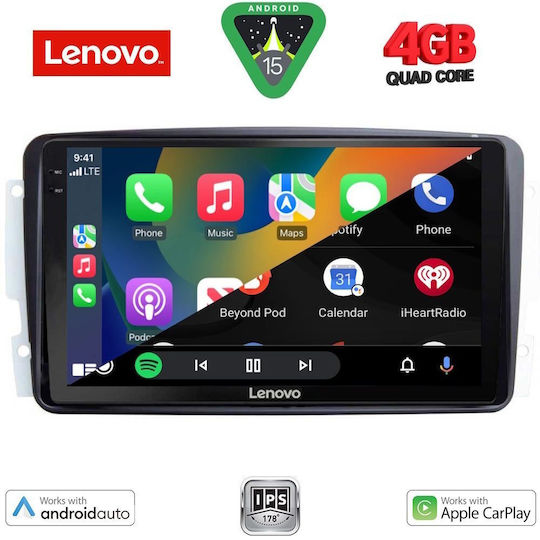 Lenovo Ηχοσύστημα Αυτοκινήτου για Mercedes-Benz CLK Class 2000-2004 (Bluetooth/USB/AUX/WiFi/GPS/Apple-Carplay/Android-Auto) με Οθόνη Αφής 9"
