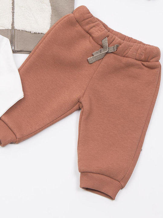 Kids Sweatpants Set Cigar Terracotta 3pcs