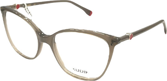 Kubik Kc2001a C2 Clip-On Women's Acetate Prescription Eyeglass Frames Butterfly Gray Black Clip-On Sunglasses
