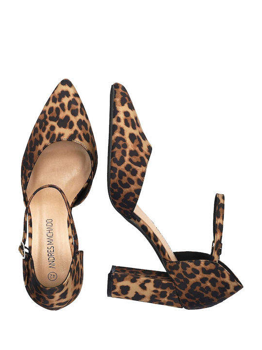 Multicolour Medium Heels with Strap Animal Print
