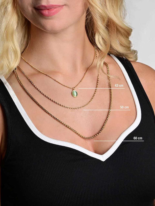 Akzent Kette Nacken aus Stahl Dünn Dicke 2mm und Länge 60cm